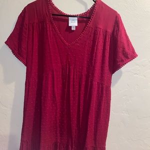 Red dress. Loose fitting